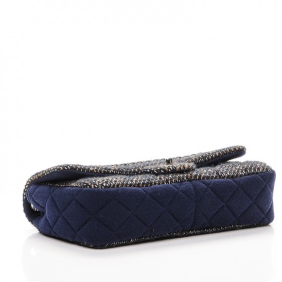 Chanel Jersey Tweed Quilted Medium Flap Navy - Picture 4 of 7